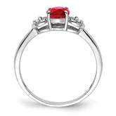 Sterling Silver Rhodium Plated Diamond and Ruby Ring